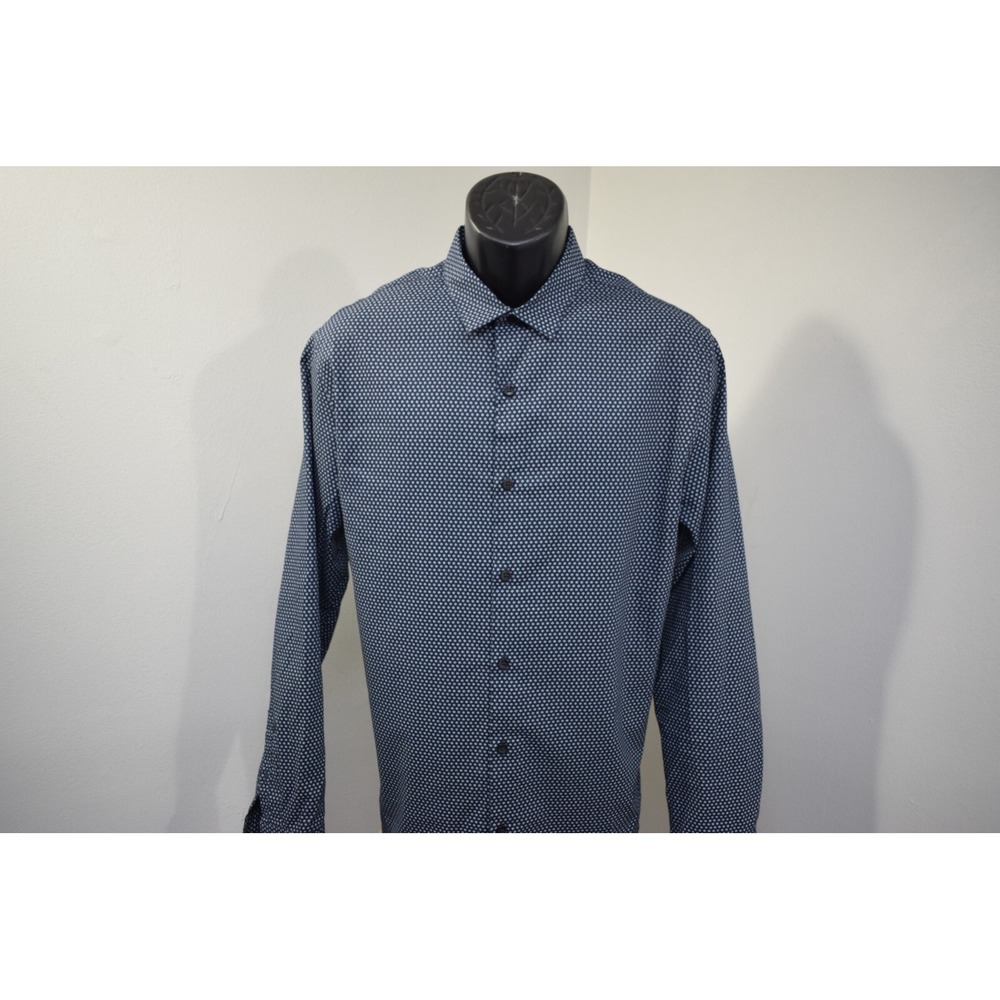 01.Algo Floral Button Up Shirt Non-Iron Stretch Slim Fit Long Sleeve Mens Large‎